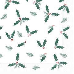307657C Christmas Jolly Holly Napkins 40cm 2 Ply