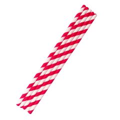 309471S Red & White Striped Paper Straws (Preema)