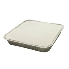 303664S Large Foil Food Trays with Lids 23cm Square