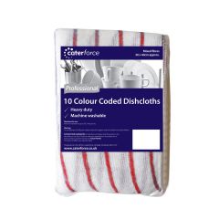 308282C Red & White Striped Dishcloths (Caterforce)
