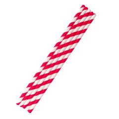 309471S Red & White Striped Paper Straws (Preema)