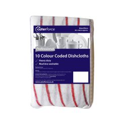 308282S Red & White Striped Dishcloths (Caterforce)