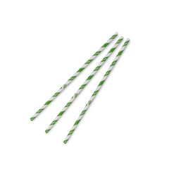 Standard Green & White Stripe 6mm Paper Straw (Vegware)
